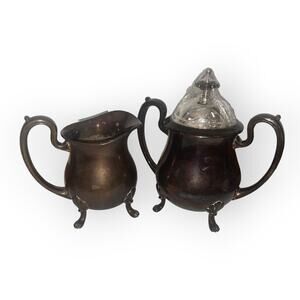 Vintage Crescent Silver Plate sugar | creamer